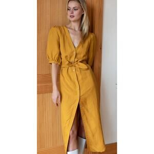 Emerson Fry Bea Button Down Gold Yellow Dress Small **Missing belt